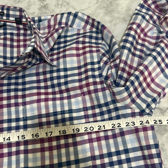 TOMMY HILFILGIER  MENS BUTTON DOWN DRESS SHIRT PLAID PURPLE Sz 17 34/35 - Picture 13 of 15